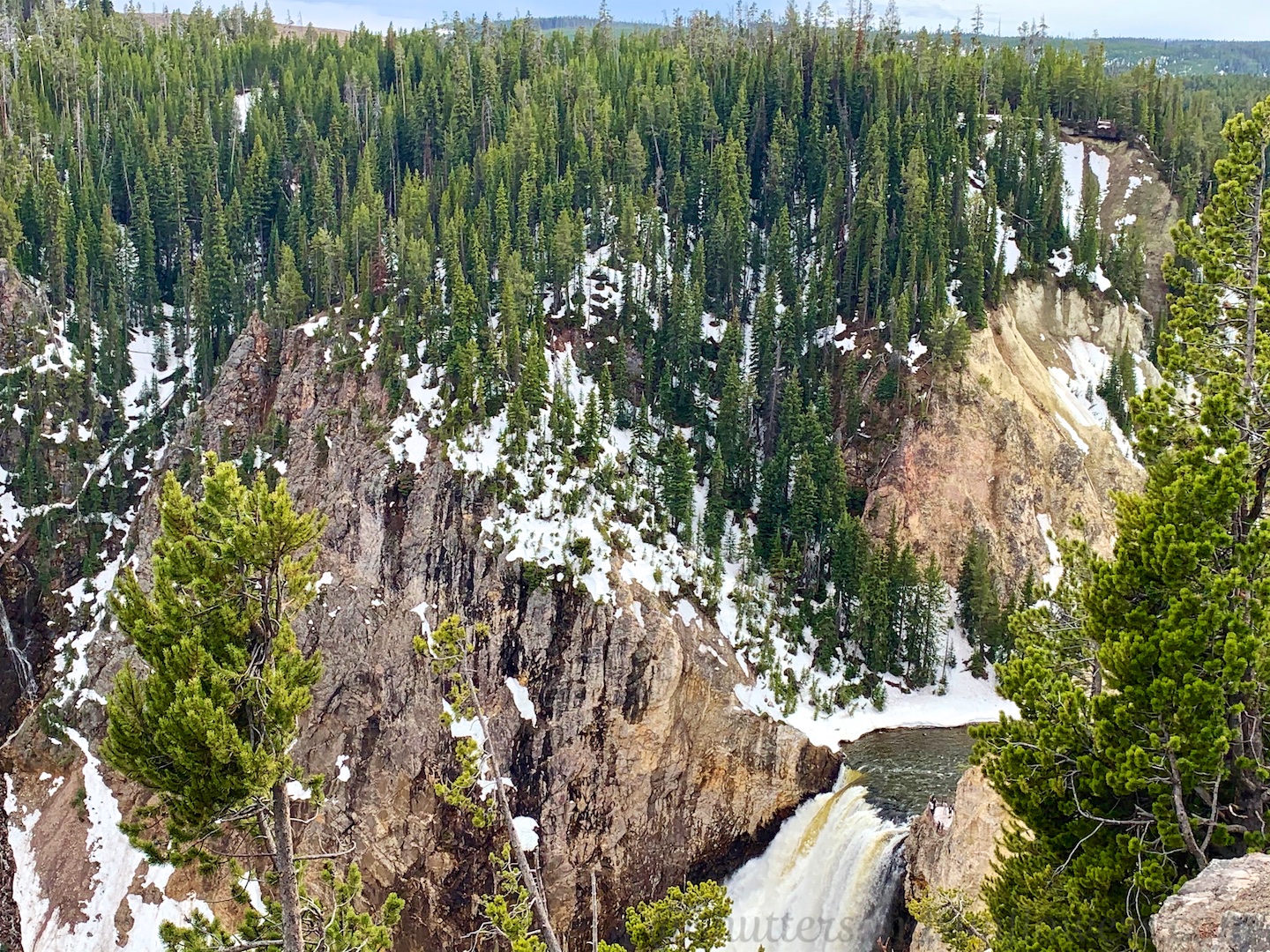 Top of falls of Grand Canyon of Yellowstone National Park, USA