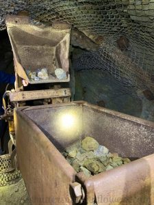 Cart for pulling ore in Orphan mine in Butte, Montana, USA