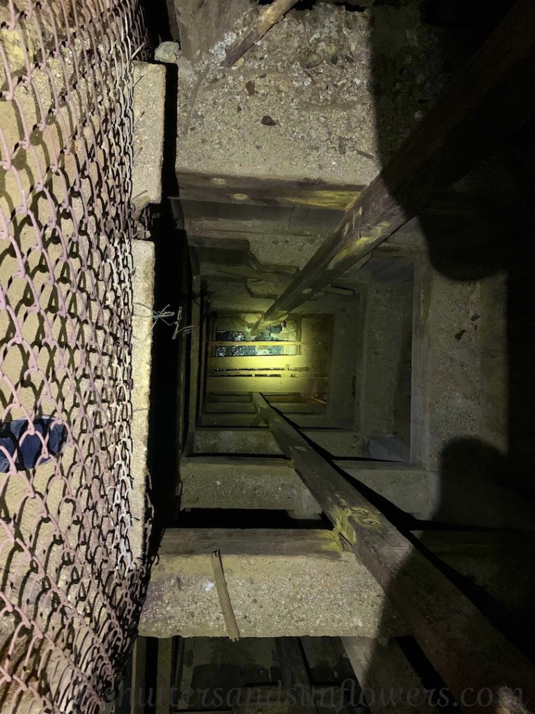 Elevator shaft inside the Orphan Mine in Butte, Montana, USA