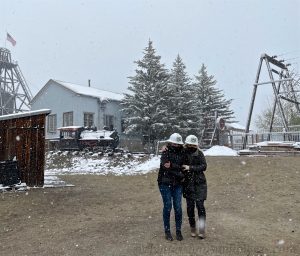 Freezing weather outside the Butte Mining Tour, Butte, Montana, USA