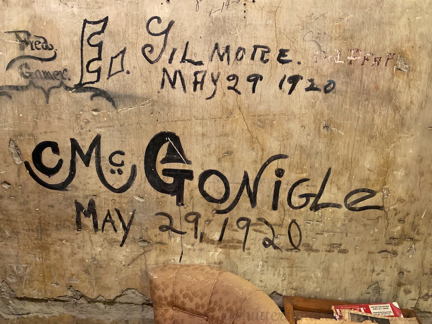 Graffiti in 1900's basement in Butte, Montana, USA