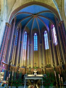 The altar at Christmas in Cathédrale, Provence, France Saint Sauveur in Aix-en-Provence