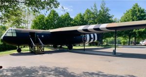 A replica of a Horsa Glider at The Pegasus Bridge Memorial, Normandy, France