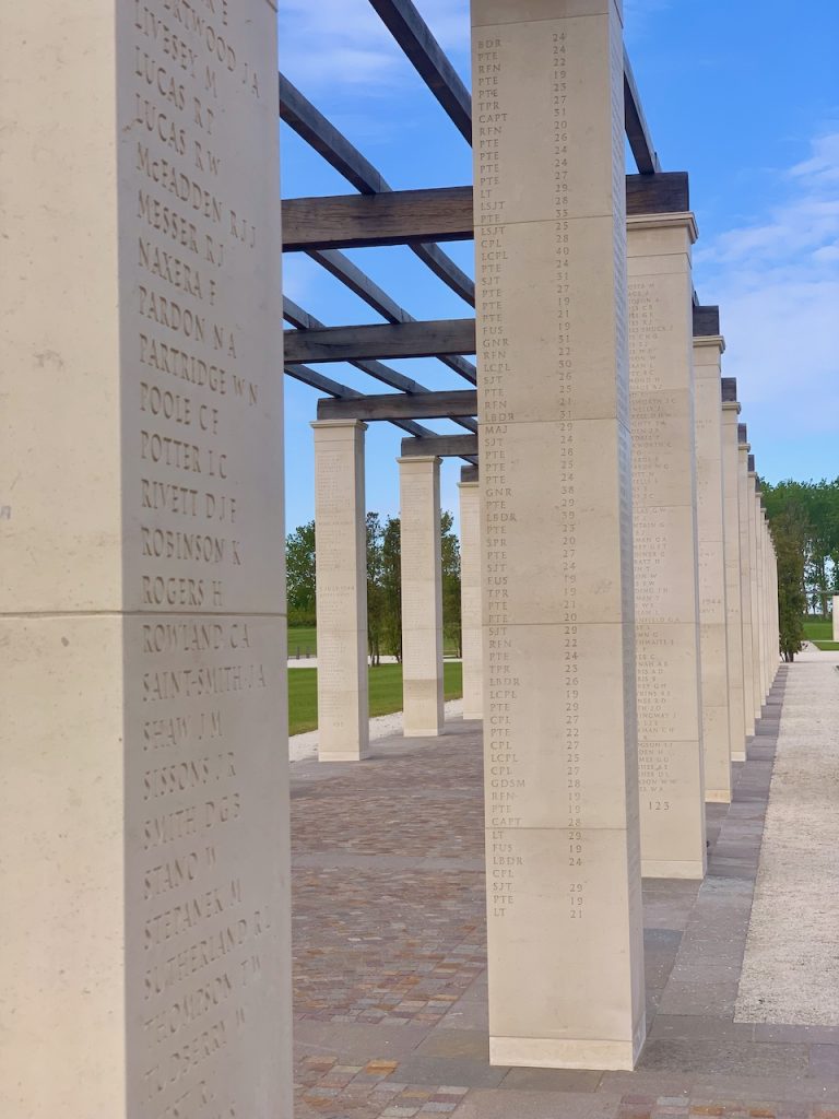 Inscription of British soldiers who died at Normandy Beaches at the British Normandy Memorial, Vers-sur-Mer, Normandy, France
