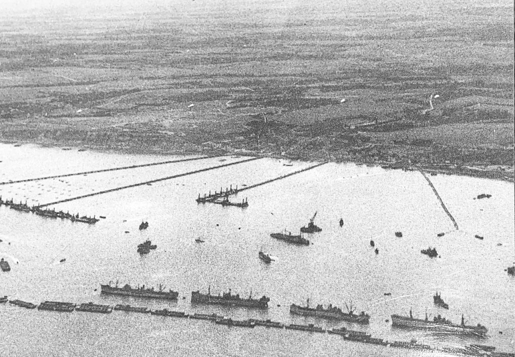 The D-Day Mulberry Harbours at Arromanches-les-Bains, Normandy, France