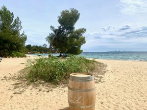 On the beach at Café Léoube, Pellegrin Beach, Bormes-les-Mimosas, Var, Provence, France