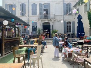 Entrance to Bistrot les Pieds dans L'Eau, St-Remy-de-Provence, Bouches-du-Rhône, France