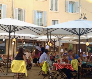 The terrace at Le Four Sous le Platane, Aix-en-Provence, Bouches-du-Rhône, France