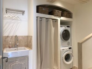 Laundry room in our village house for rent in Lourmarin, Provence