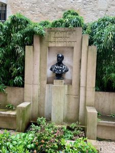 Statue of Louis Pasteur, at the house where he was born, Dole, France