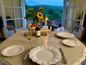 Dinner on our terrace in Lourmarin