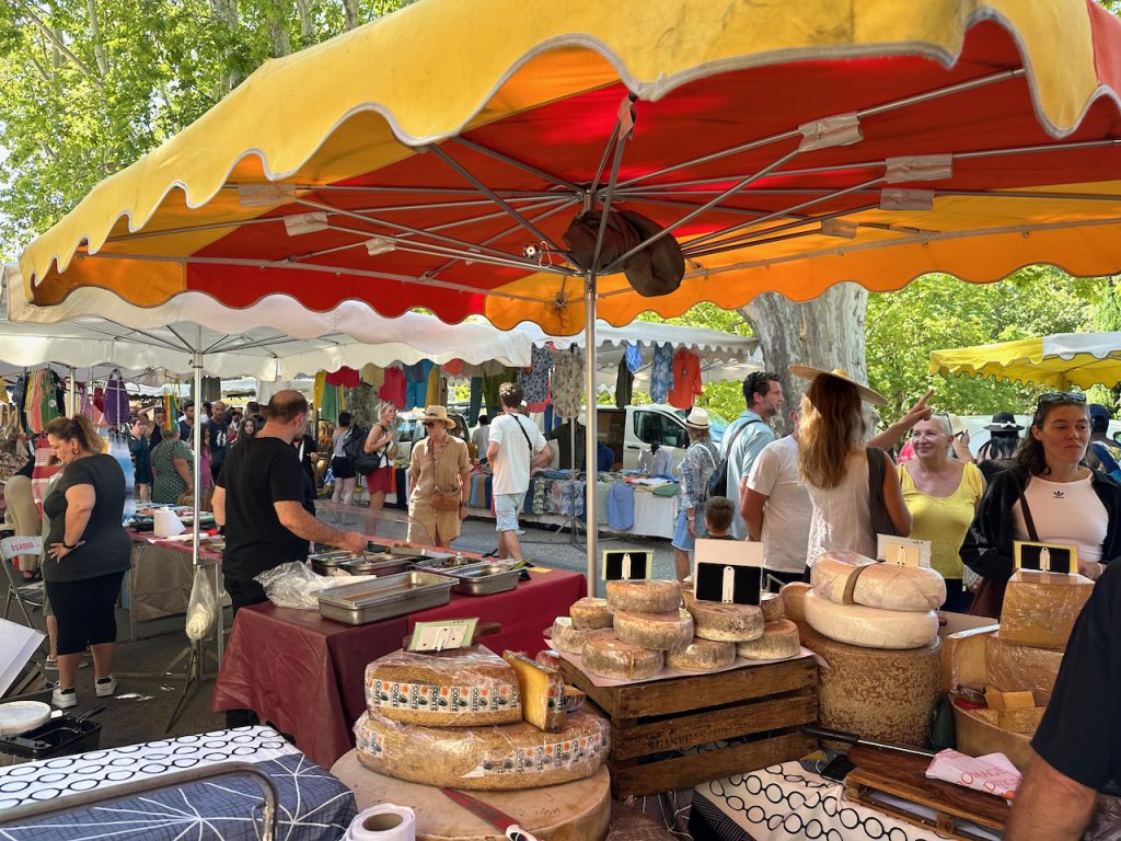 Cheese in the market Lourmarin, Luberon, Vaucluse, Provence, France