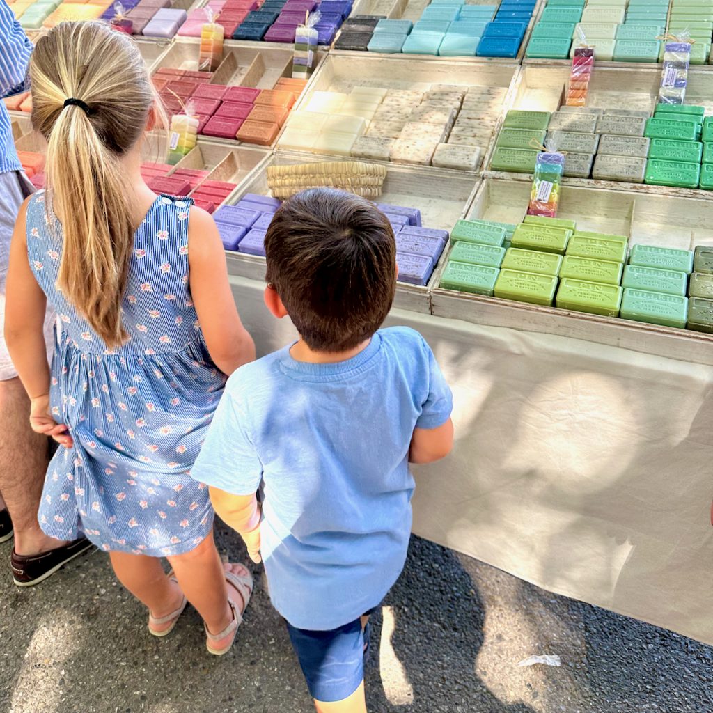 Soap in the Lourmarin market, Lourmarin, Luberon, Vaucluse, Provence, France