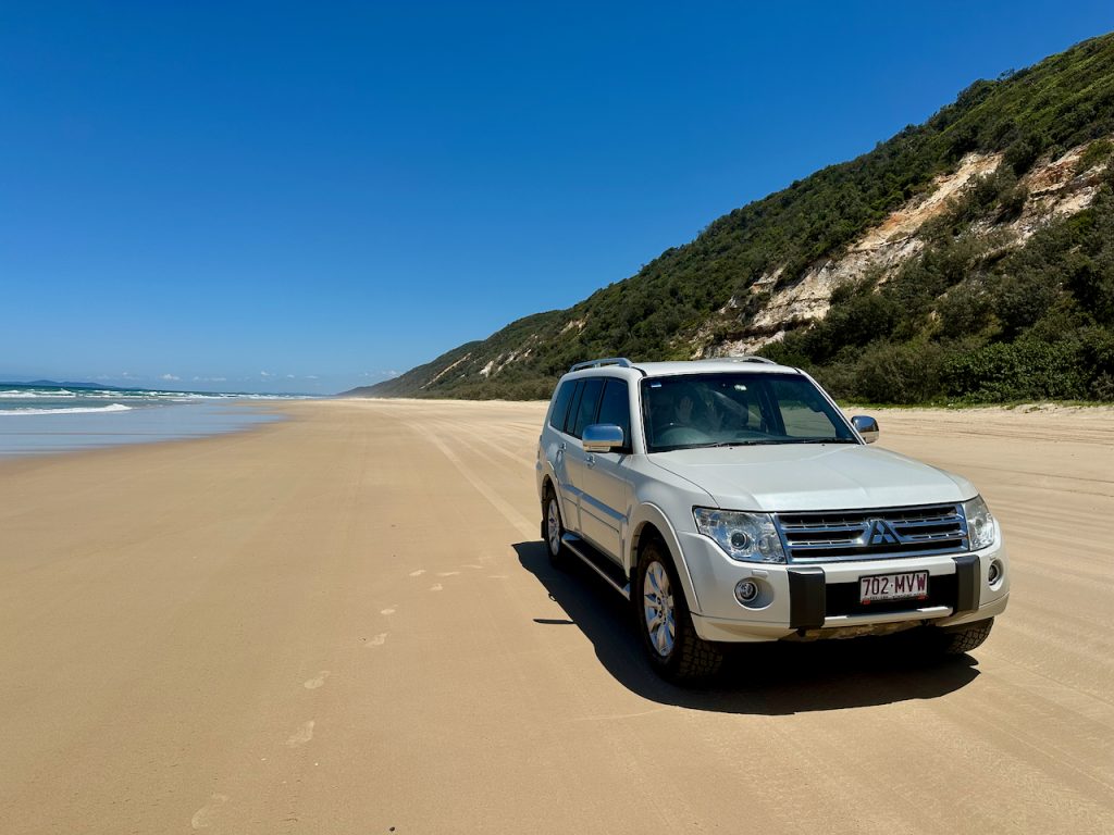 Parked on the Great Sandy Beach, Sunshine Coast, Noosa, Sunshine Coast, Australia