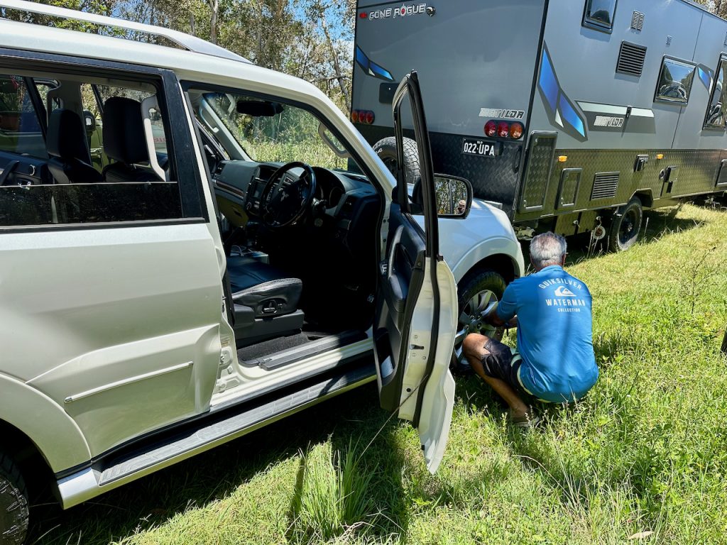 letting air out of the tires, Noosa North Shore, Australia