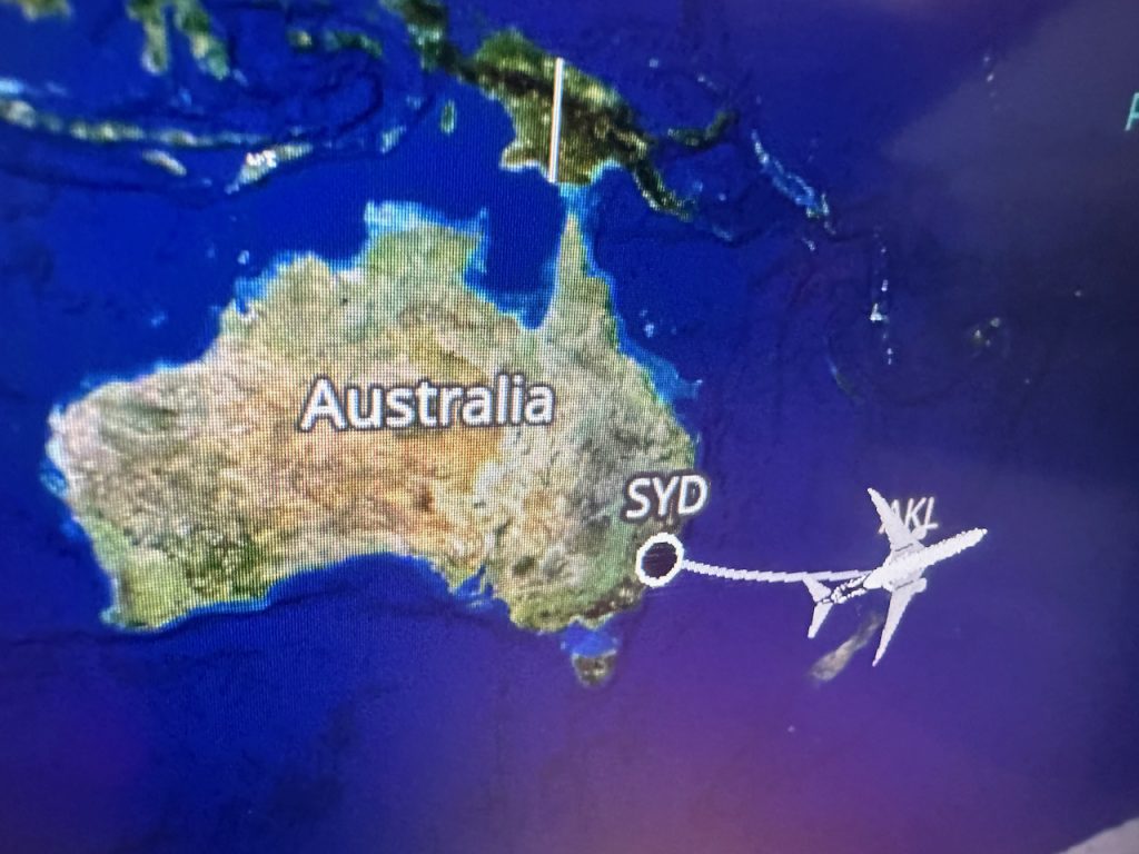 Flying from Sydney, Australia to Auckland, New Zealand