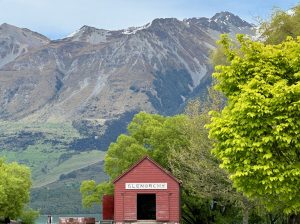 The Red Barn by Lake Wakatipu on Glenorchy, near Queenstown, South Island New Zealand