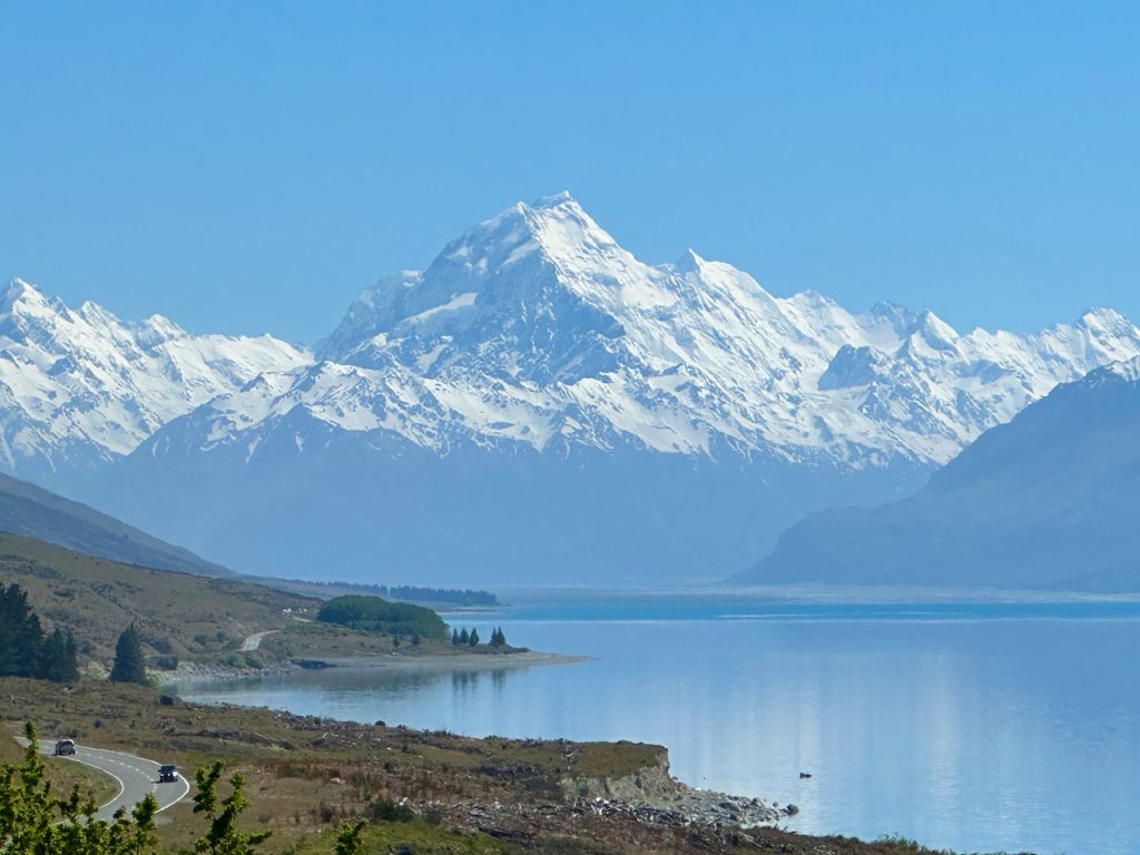 First sight of Aoraki / Mount Cook, South Island, New Zealand