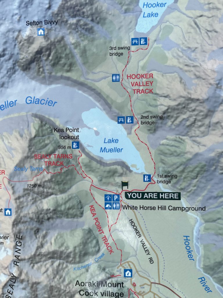 Map of Hooker Valley Trail