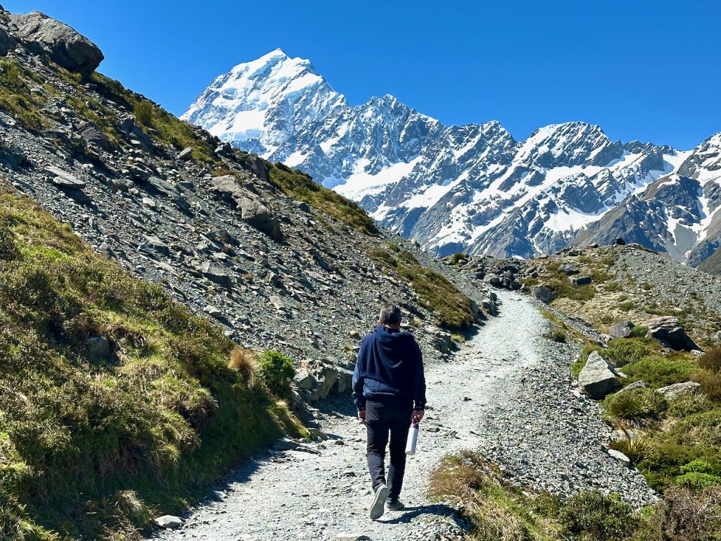 Walking on On Hooker Trail, Aoraki / Mount Cook, South Island, New Zealand