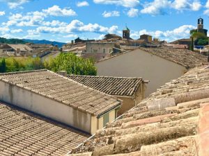 View across the roof tops of Lourmarin Luberon, Provence, France