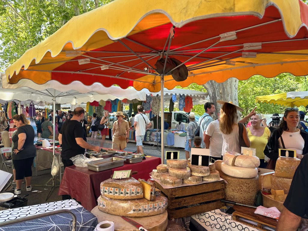 Cheese in the Lourmarin market,Lourmarin, Luberon, Vaucluse, Provence, France