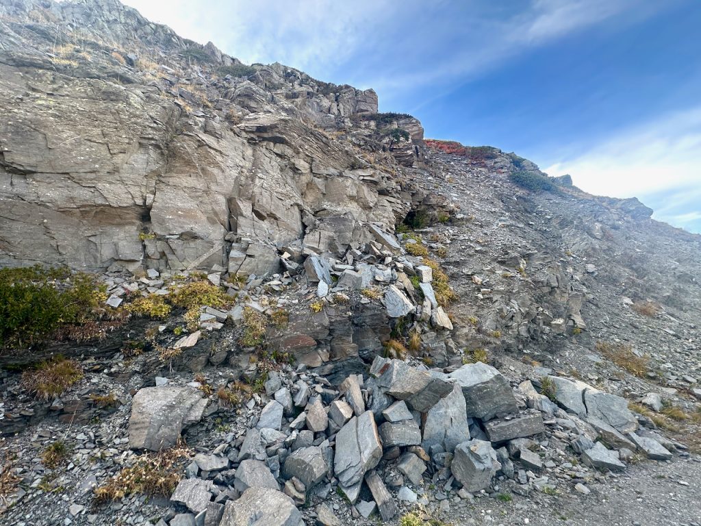 Rock fall at Col du Granon, Les Hautes-Alpes, Serre Chevalier, Provence, France