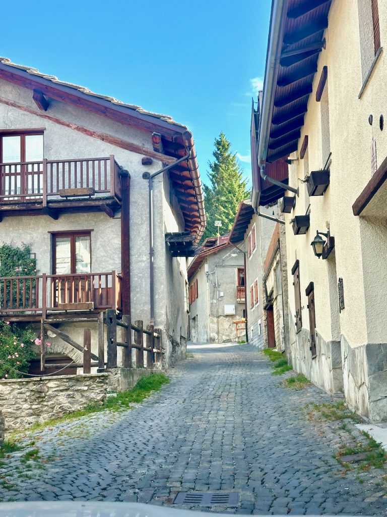 Streets of Sauz D'Oulx, Italian ski resort in Western Italian Alps,taly