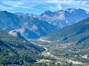 View of Valley from Sauze D'Oulx, Sauz D'Oulx, Italian ski resort in Western Italian Alps, taly