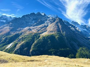 View of the mountains at Lac du Pontet La Grave, Serre Chevalier, Les Hautes-Alpes, Provence, France