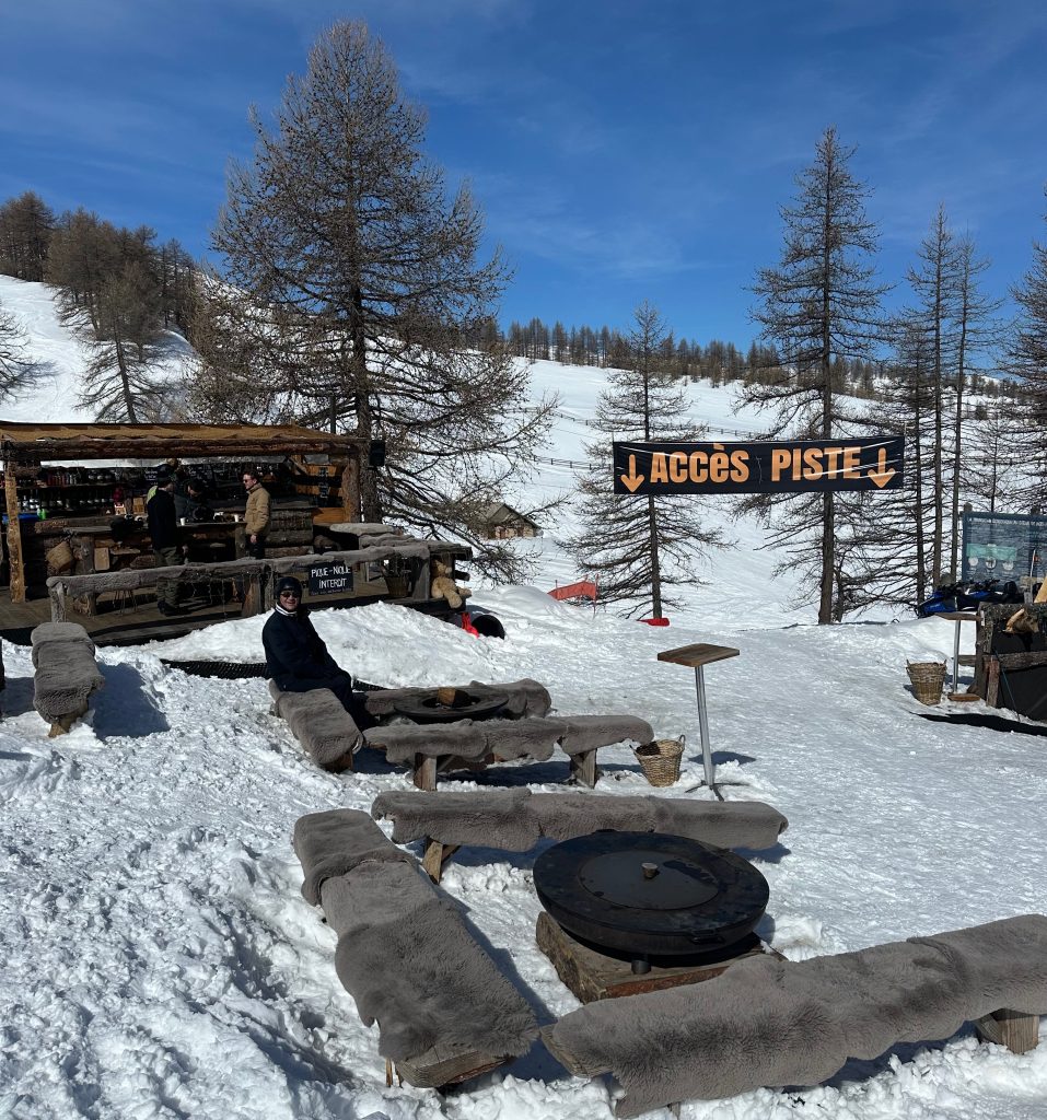 Coffee on the slopes at Serre Chevalier, French Alps