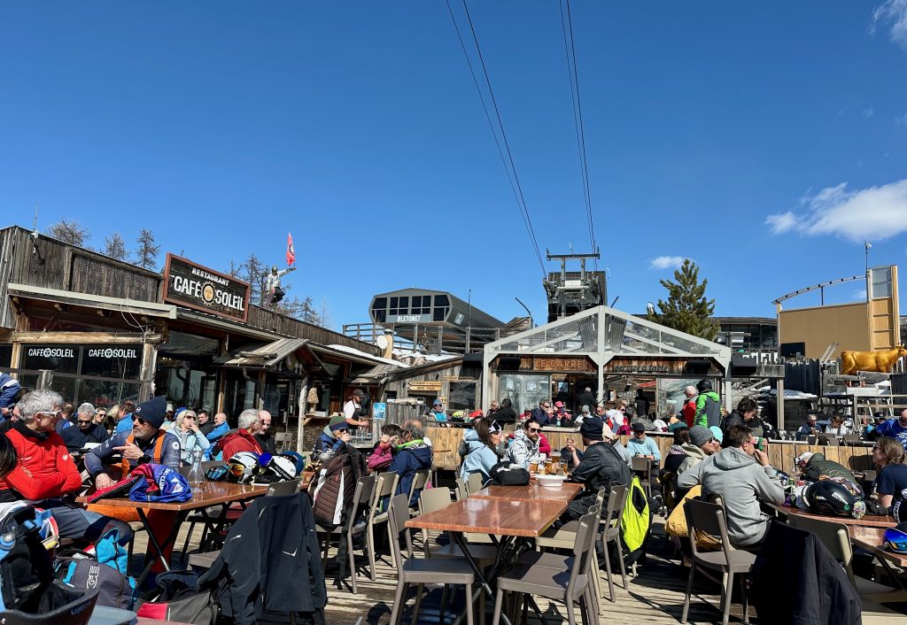 Lunch on the ski slopes of Serre Chevalier, French Alps