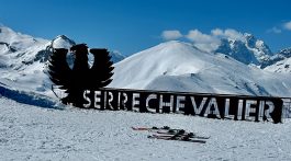 Serre Chevalier sign , on the slopes above Chantemerle