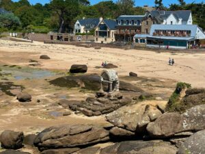 Beach at Ploumanach, pink granite coast, Brittany, France
