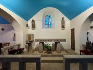 Inside church by beach at Ploumanach, Brittany, France