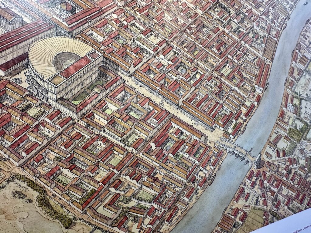 Sketch of the Roman city of Saintes,Saintes, Charente-Maritime, Western France
