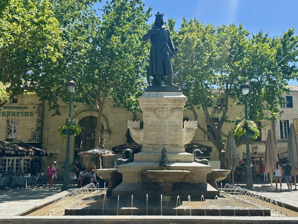 Statue of King Louis IX in the centre of Aigues-Mortes by the Mediterranean Salt Marshes