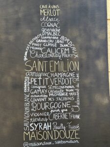 Wine sign in Saint-Émilion, Coteaux of Dordogne, Western France