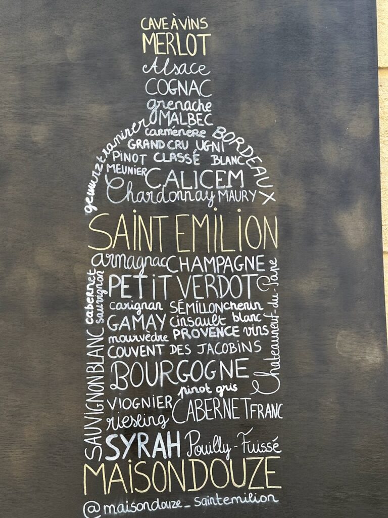 Wine sign in Saint-Émilion, Coteaux of Dordogne, Western France